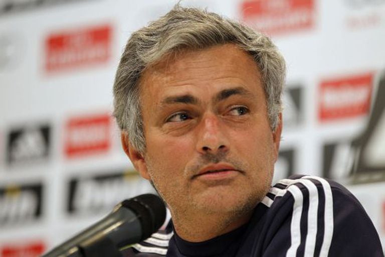 José Mourinho smiles as he faces the press in Madrid on Tuesday.