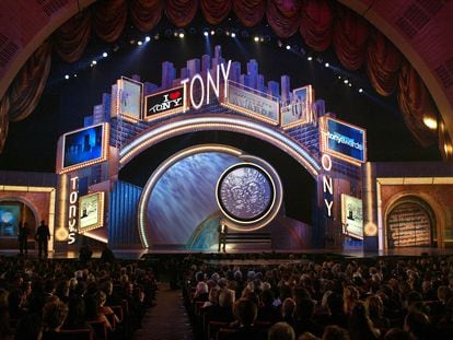 Host Hugh Jackman appears on stage during the "58th Annual Tony Awards" at Radio City Music Hall in New York City.