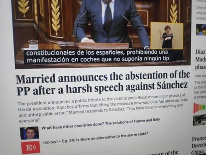 The translated version of the EL PAÍS homepage that spread like wildfire on Twitter this week.