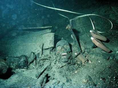 Human remains found on the Swedish warship Kronan, sunk in 1676.