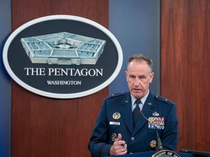 Pentagon spokesman U.S. Air Force Brig. Gen. Patrick Ryder speaks during a media briefing at the Pentagon, Thursday, July 6, 2023, in Washington.