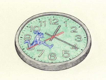 Illustration of a person running on a clock