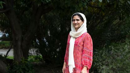 Afghan activist Shabana Basij-Rasikh at Spain's National Research Council (CSIC) where she received a UNICEF award; September 7, 2023.
