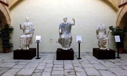 From left to right, busts of Claudius, Augustus and Livia in the Baena Historical Museum.