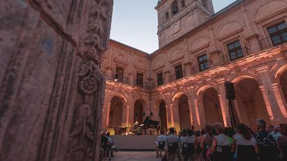 The Baroque courtyard of Spain's Uclés monastery, during a concert by Ludovico Eunadi.