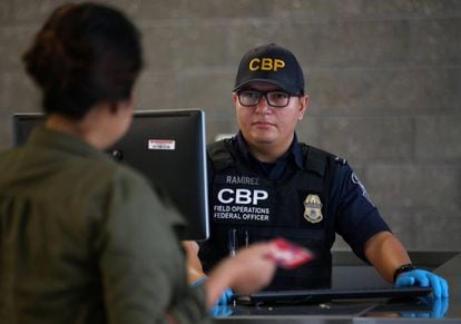 A US Customs and Border Agency officer in California.