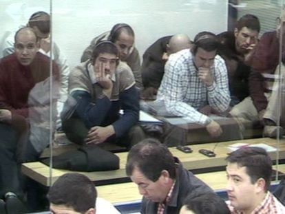 Some of the accused terrorists during the Supreme Court trial.