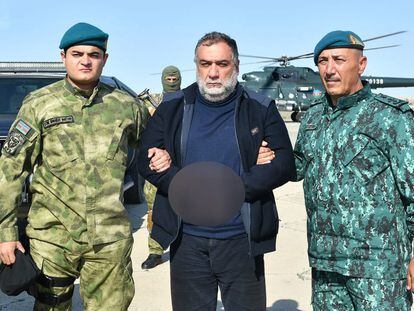 This handout photograph released by State Border Service of Azerbaijan on Sept. 27, 2023, shows Ruben Vardanyan, former separatist head of Nagorno-Karabakh, detained.