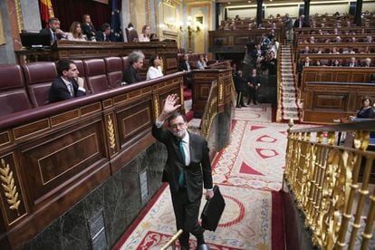 Spanish Prime Minister Mariano Rajoy leaves Congress on Thursday.