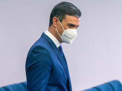 Pedro Sánchez at Tuesday's press conference.