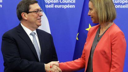 EU foreign affairs chief Federica Mogherini with Cuban counterpart Bruno Rodríguez Parrilla.