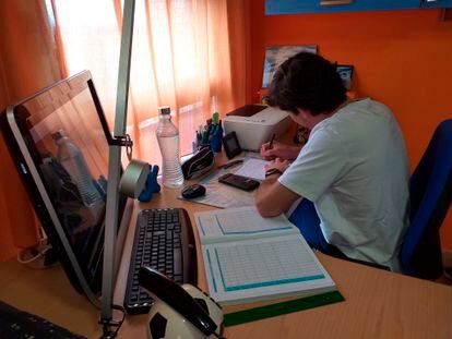A student preparing for exams at home during the coronavirus pandemic.