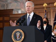 US President Joe Biden during a press conference.