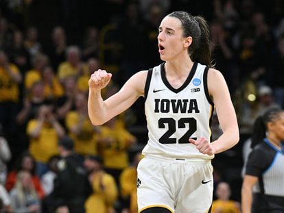 Caitlin Clark during a March game with her University of Iowa team.