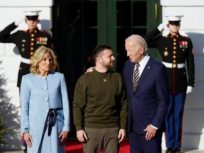 President Joe Biden welcomes Ukraine's President Volodymyr Zelenskyy at the White House in Washington, on December 21, 2022.