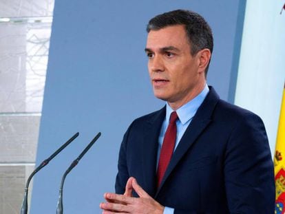 Prime Minister Pedro Sánchez during Tuesday’s press conference.