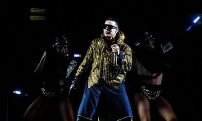Daddy Yankee during an August 26 performance in Orlando, Florida, part of his “La Última Vuelta” world tour.