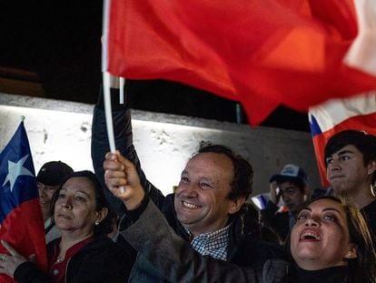 Members of the Republican Party celebrate the results of Sunday's election in Santiago, Chile.