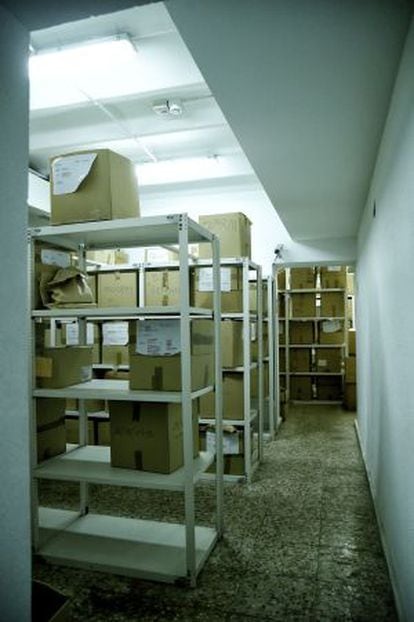 A view of one of the drug storage rooms.
