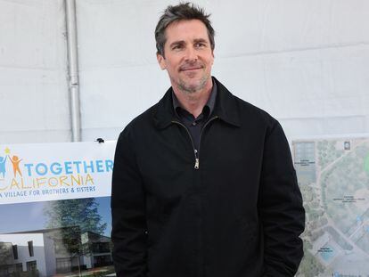 Christian Bale at the opening of the children's shelter in Palmdale, California, on February 7, 2024.