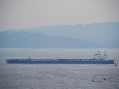 St Nikolas ship X1 oil tanker involved in U.S.-Iran dispute in the Gulf of Oman which state media says was seized is seen in the Tokyo bay, Japan, October 4, 2020.