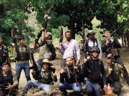 Members of the Sinaloa cartel in a photograph included in the book 'Sicario Warfare.'