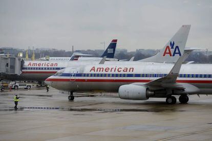 American Airlines planes seen on the tarmac at a US airport.