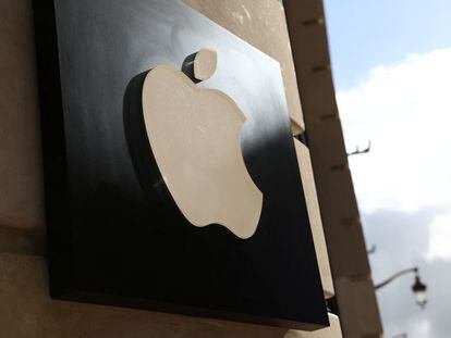 An Apple logo is pictured outside an Apple store in Lille, France, September 13, 2023.