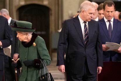 Queen Elizabeth II and Prince Andrew at Westminster Abbey