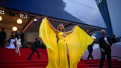 Heidi Klum on Wednesday on the access steps to the Palais des Festivals in Cannes.