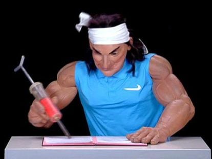 One of the sketches aired on French TV showed Nadal writing to Contador with a syringe.