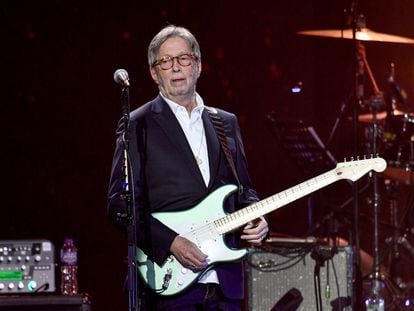 Eric Clapton playing at the O2 Arena in London, in March 2020.