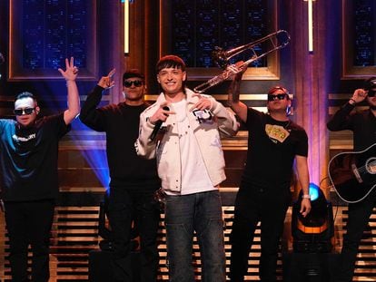 Peso Pluma during a recent appearance on 'The Tonight Show' with Jimmy Fallon.