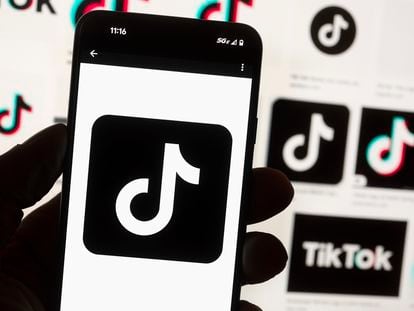 The TikTok logo is seen on a cell phone on Oct. 14, 2022, in Boston.