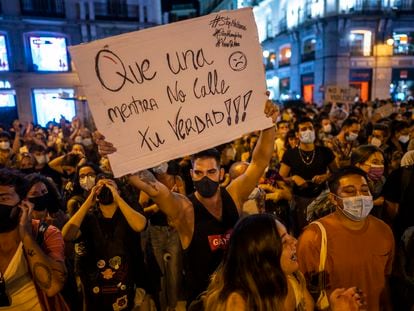 A march in Madrid's Puerta del Sol on Wednesday to demand an end to homophobic violence.