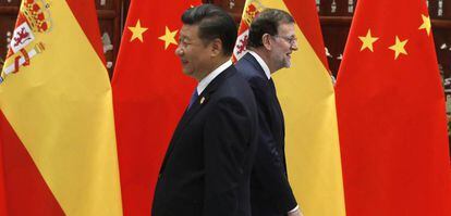 Chinese president Xi Jinping and acting Spanish PM Mariano Rajoy at this week’s G-20 summit.