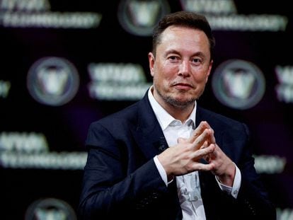 Elon Musk, Chief Executive Officer of SpaceX and Tesla and owner of Twitter, gestures as he attends the Viva Technology conference dedicated to innovation and startups at the Porte de Versailles exhibition centre in Paris, France, June 16, 2023.