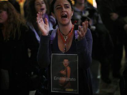 A protest in Málaga against the proposed reform to abortion legislation.