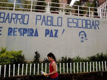Pablo Escobar’s neighborhood in Medellín. “Peace is in the air,” reads the graffiti.