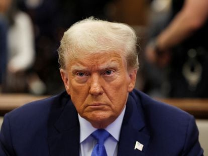 Donald Trump attends the Trump Organization civil fraud trial, in New York State Supreme Court in the Manhattan borough of New York City, U.S., on November 6, 2023.