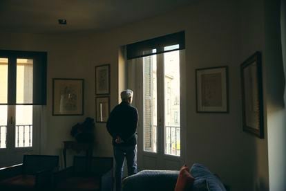 “I have books that deserve to outlive me, yes. ‘Conversation in the Cathedral’ and ‘The War of the End of the World.’ I worked very hard on those two books. But I don’t think about death,” says Vargas Llosa, pictured at his home in Madrid looking pensively out a window. 