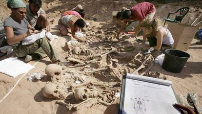 A mass grave exhumation in Spain.