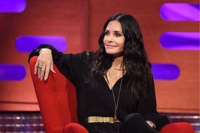 Courteney Cox appearing on the BBC on February 3, 2022.
