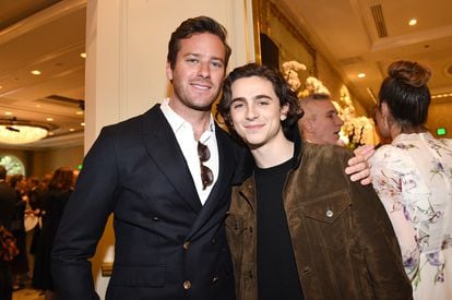 Armie Hammer and Timothée Chalamet at a BAFTA Awards party in Los Angeles on January 6, 2018.