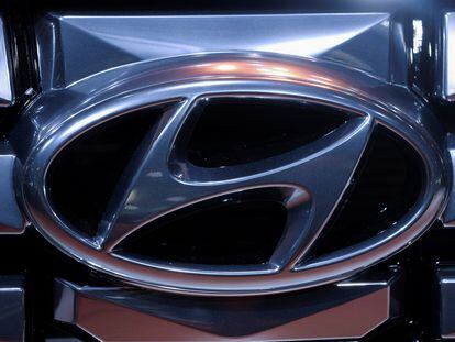 The logo of Hyundai Motor Company is pictured at the New York International Auto Show, in Manhattan, New York City, U.S., April 13, 2022.