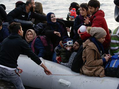 Migrants from Syria, Iraq, Afghanistan and the Palestinian territories arrive on the Greek island of Lesbos in March 2020.
