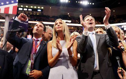 Donald Trump's three children celebrate their father's nomination.