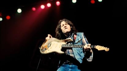 Rory Gallagher during a performance in 1978.