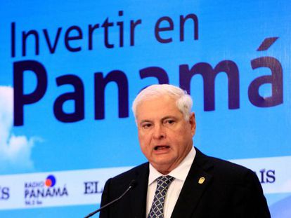Panamanian President Ricardo Martinelli at this week&#039;s &quot;Invertir en Panam&aacute;&quot; forum.