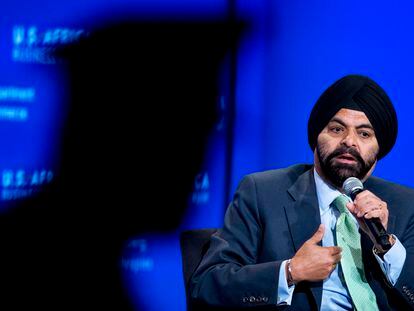 Ajay Banga, then-president and CEO of MasterCard, speaks during the U.S. Africa Business Forum during the U.S. Africa Leaders Summit on August 5, 2014.
